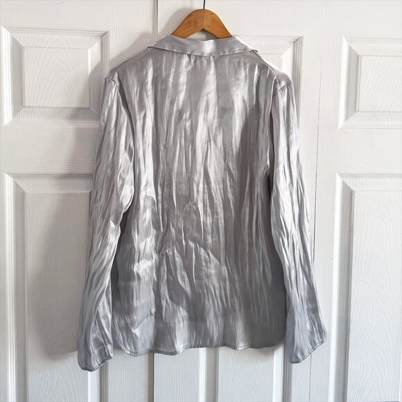 Liquid Metal Button Down Shirt Blouse Metallic - Bella Dahl - Picture 6 of 8